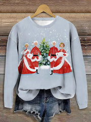 Women's Merry Christmas Pink Santa Crew Neck Sweater