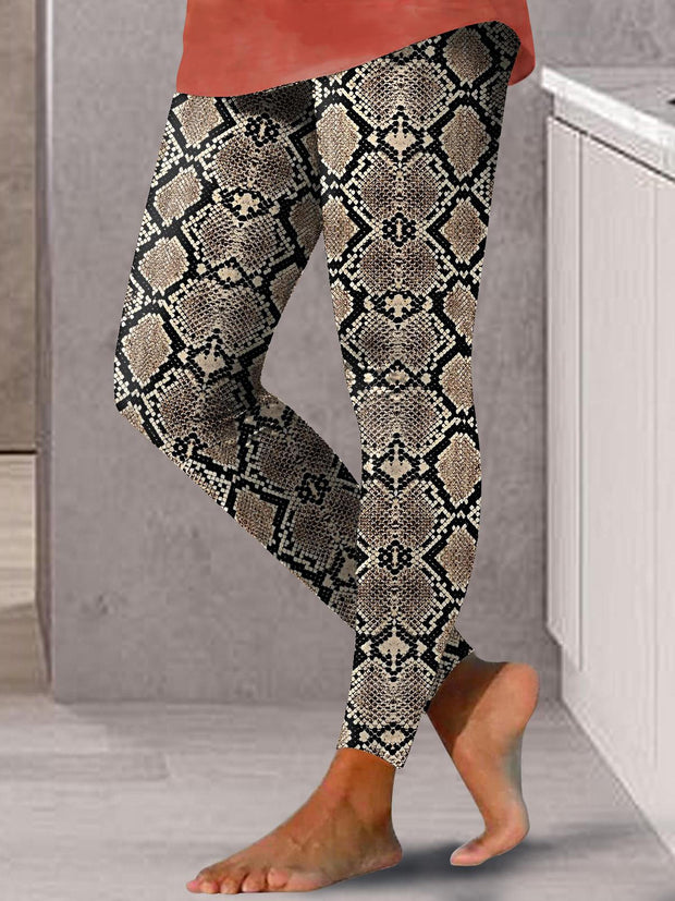 Women's Halloween Medusa Snakeskin Print Leggings