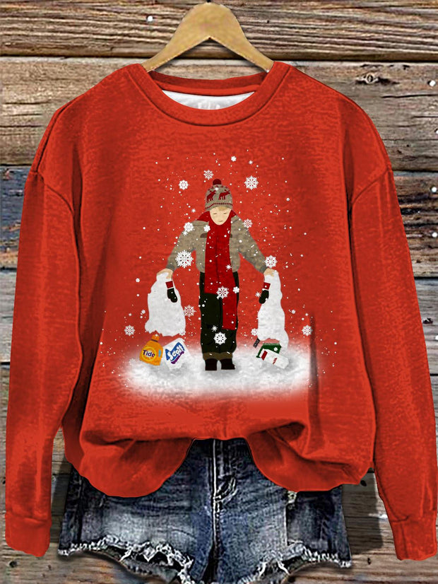 Women's Christmas Movie Home Alone Printed Long Sleeve Casual Top