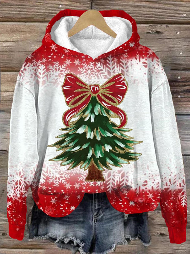 Christmas Tree Long Sleeve Printed Hoodie