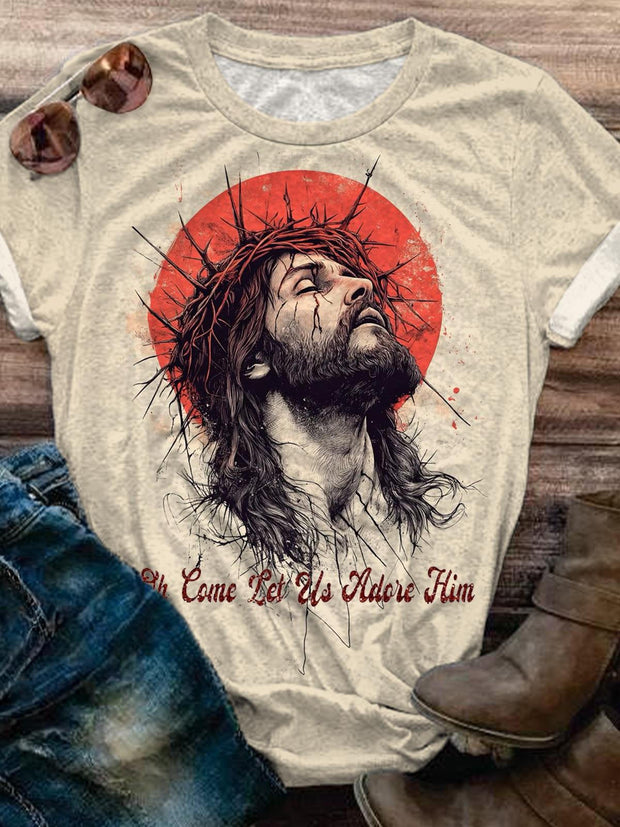 Oh Come Let Us Adore Him Jesus T-shirt