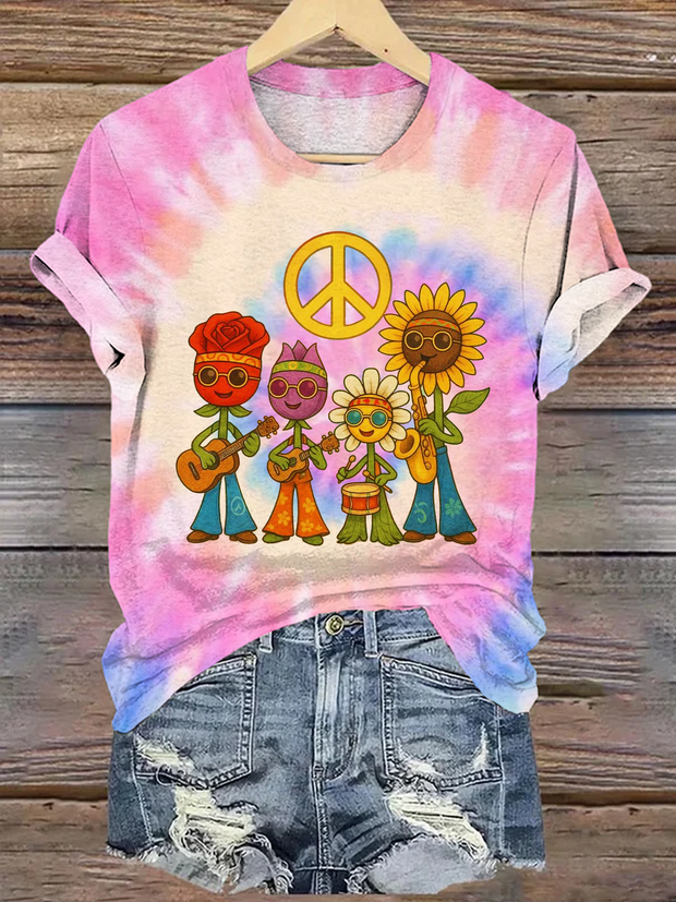 Tie-Dye Hippie Art Crew Neck T-shirt