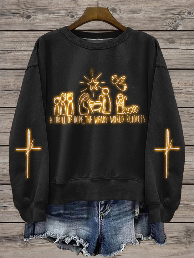 Women's Christmas Inspiration Christian Printed Long Sleeve Casual Top