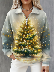Colorful Christmas Tree Long Sleeve Zipper Sweatshirt