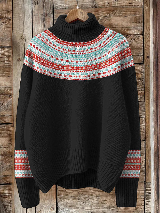 Women's Christmas Classic Pattern Turtleneck Fleece Sweatshirt