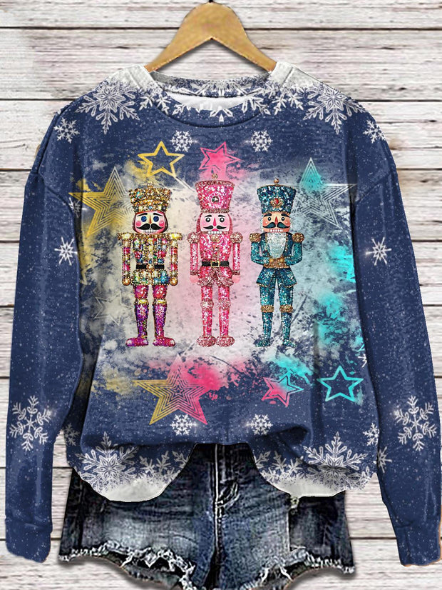 Women's Christmas Nutcracker Crew Neck Casual Sweatshirt