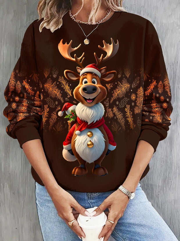 Women's Christmas Reindeer Long Sleeve Casual Top