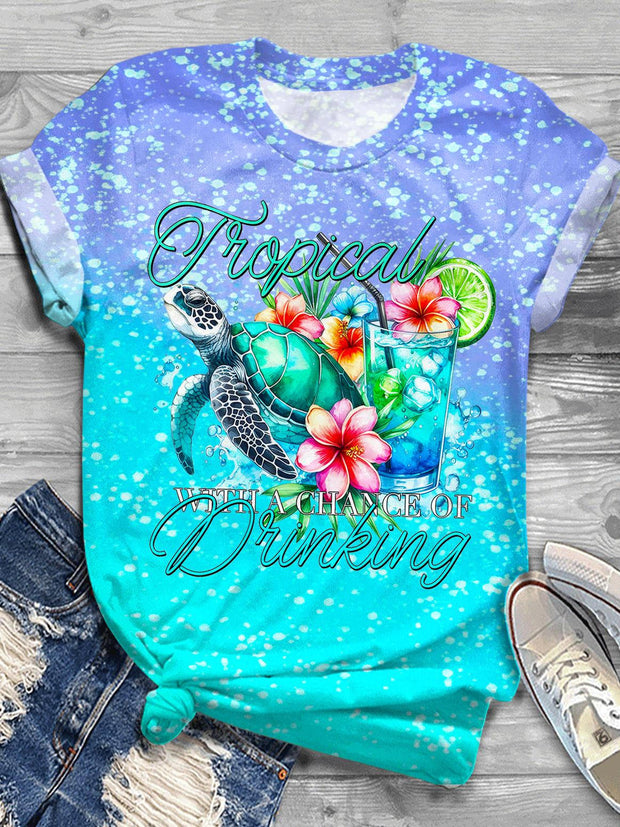 Holiday Turtle Printed Crew Neck T-shirt