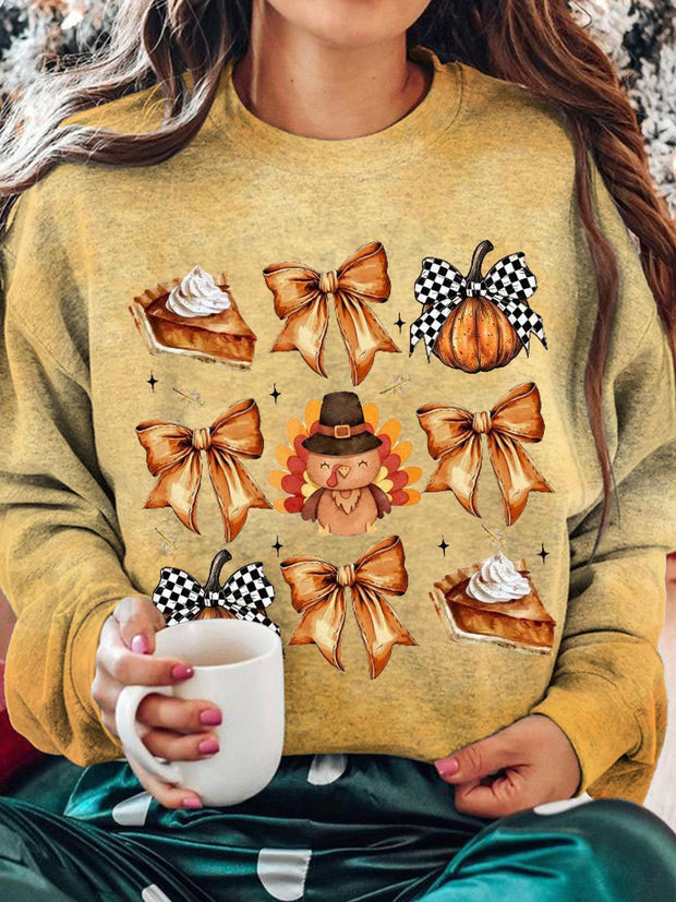 Women's Retro Thanksgiving Crew Neck Casual Sweatshirt