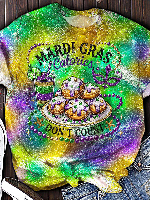 Mardi Gras Calorie Not Counting Crew Neck T-shirt