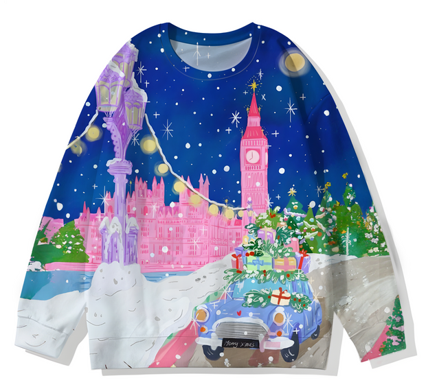 Merry Christmas Printed Long Sleeve Casual Top