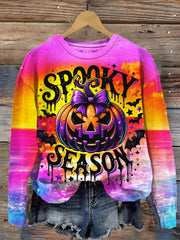 Spooky Season Print Crew Neck T-shirt