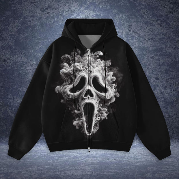 Halloween Print Zippered Sweatshirt Jacket