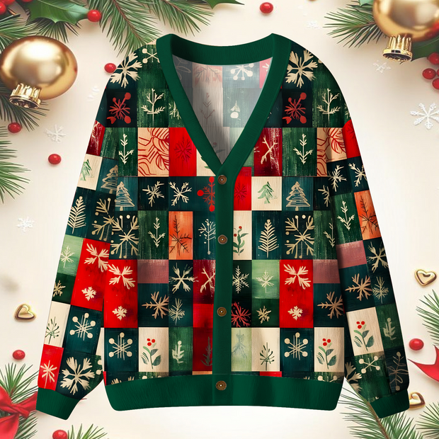 Unisex Retro Christmas CollageUgly Cardigan Sweaters