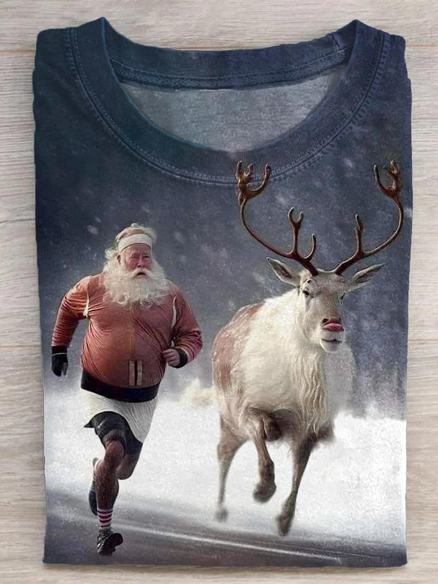 Christmas Fun Print Crew Neck T-shirt