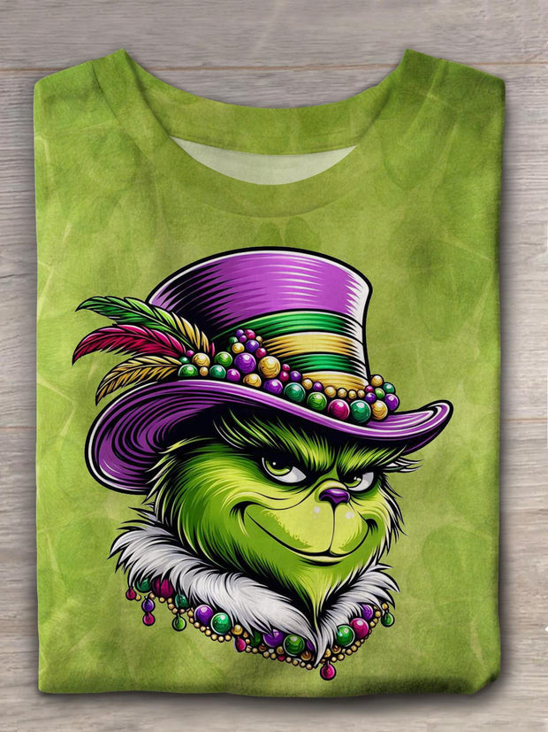 Mardi Gras Green Monster Crew Neck T-shirt