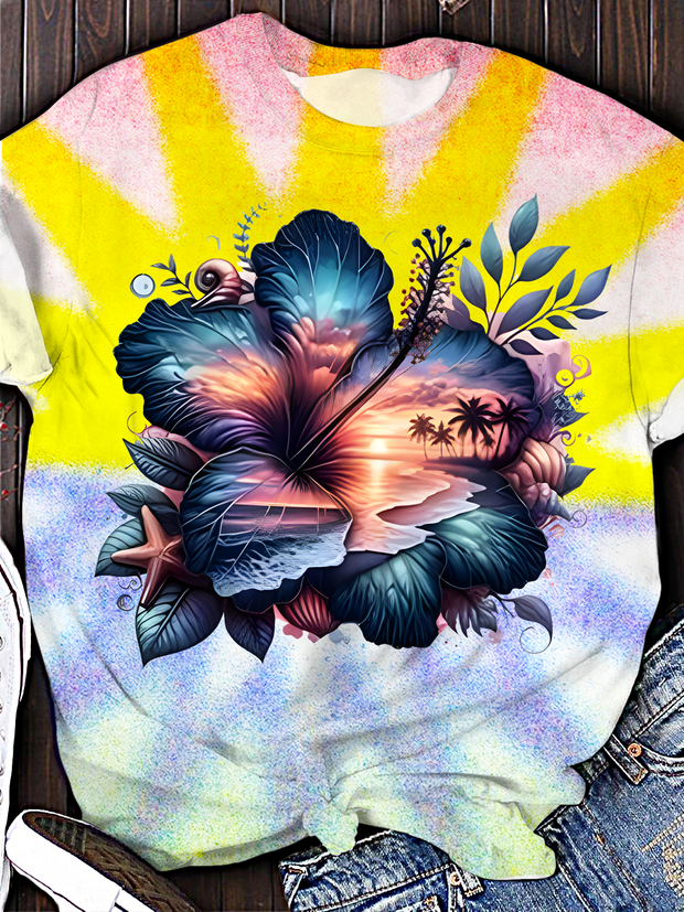 Summer Beach Crew Neck T-shirt
