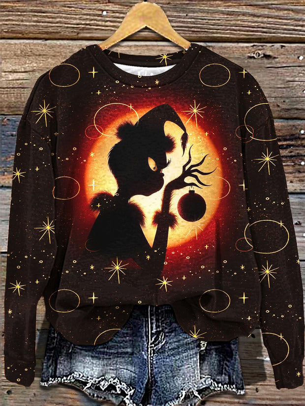 Women's Sparkling Christmas Printed Long Sleeve Casual Top