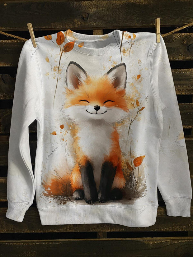 Cut Fall Winter Fox Long Sleeve Casual Top