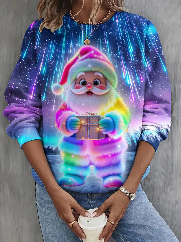 Colorful and Cute Santa Claus Long Sleeve Casual Top