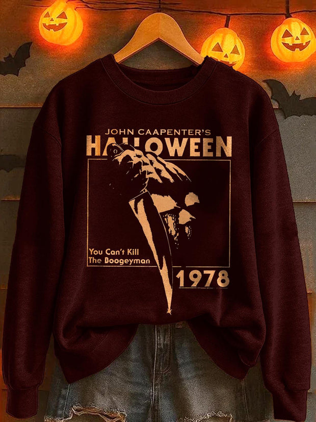 Halloween Horror Movie Printed Long Sleeve Casual Top