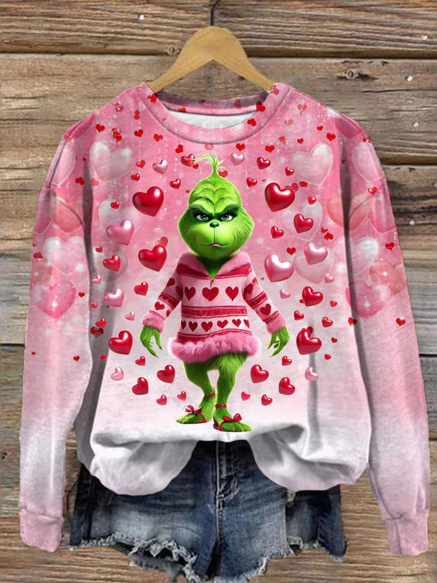 Valentines Day Movie Characters Printed Long Sleeve Casual Top