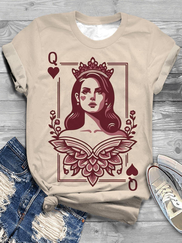 Vintage Queen Valentines Crew Neck T-shirt