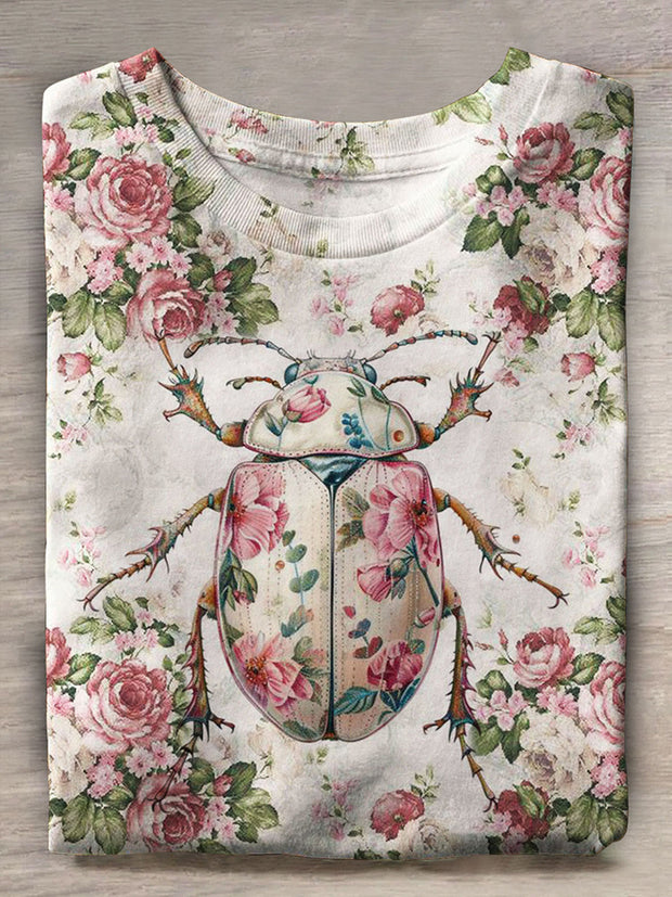 Women's Retro Ladybug Crew Neck T-shirt