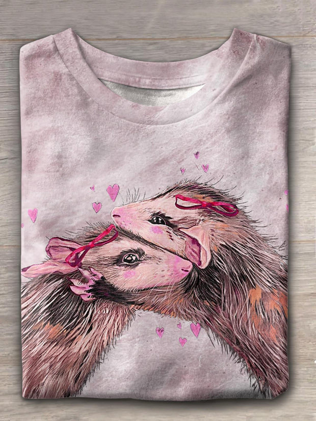 Embraceable Possum Print Crew Neck T-shirt