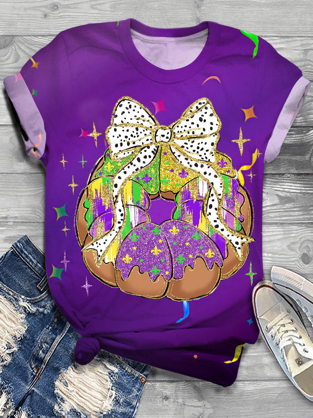 Women's Coquette Mardi Gras Crew Neck T-shirt