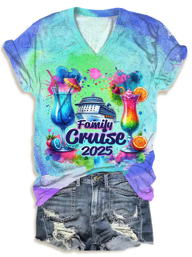 Family Cruise 2025 Vacation V-Neck T-Shirt