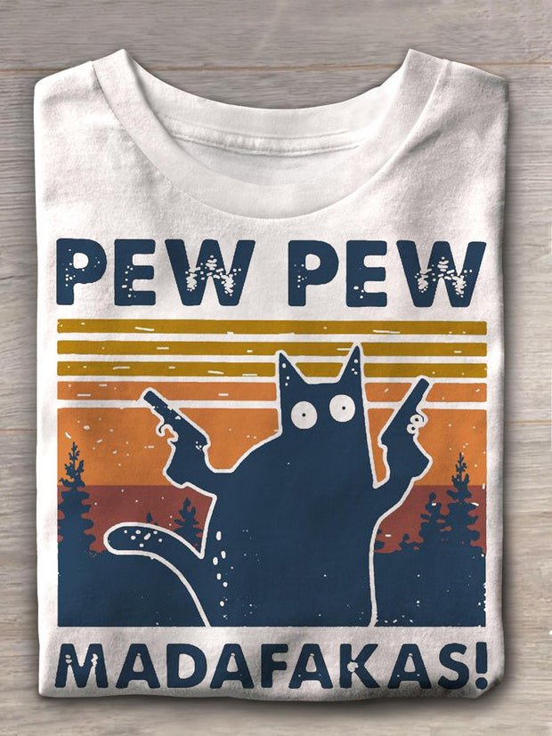 Women's Pew Pew Print Crew Neck T-shirt