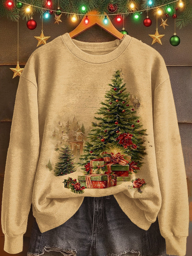 Winter Christmas Printed Long Sleeve Casual Top