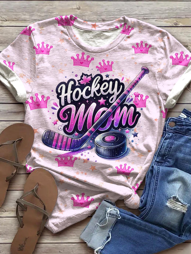 Cute Hockey Mom Crew Neck T-shirt