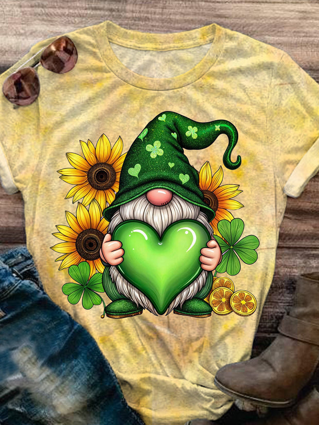 St. Patrick Day Valentine's Day Gnome Cute Vintage Print T-shirt