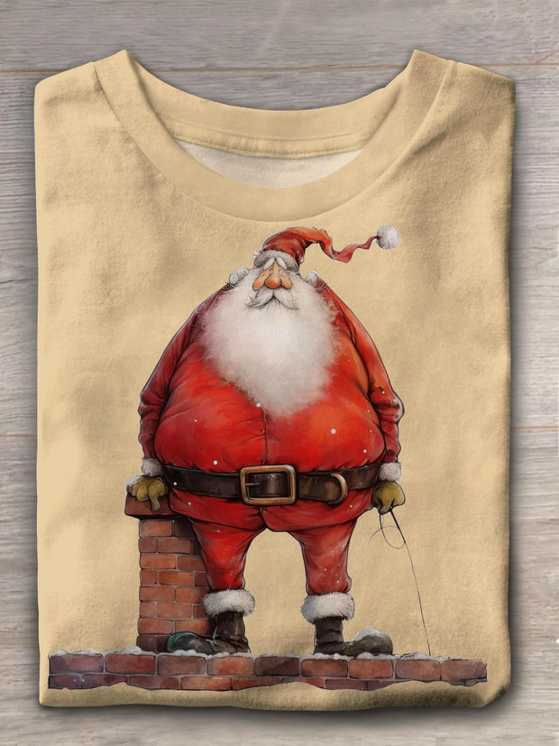 Wizard Santa Claus On The Roof Crew Neck T-shirt