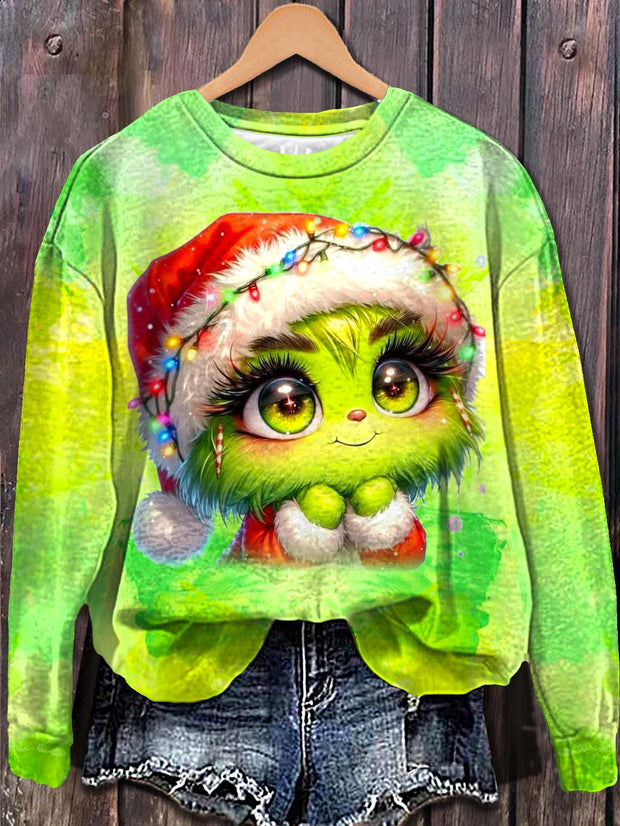 Christmas Buffalo Bill Printed Long Sleeve Casual Top