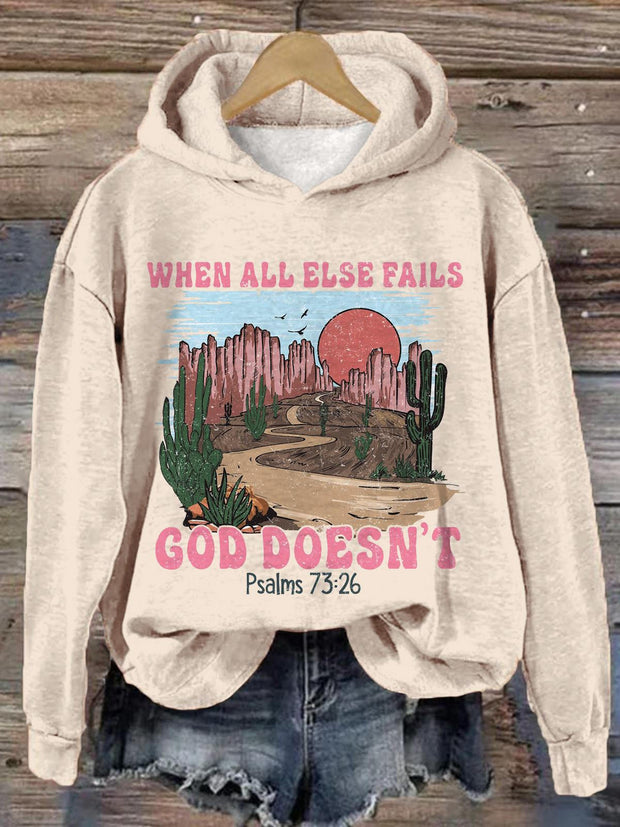 When All Else Fails God Doesn't Vintage Print Long Sleeve Top