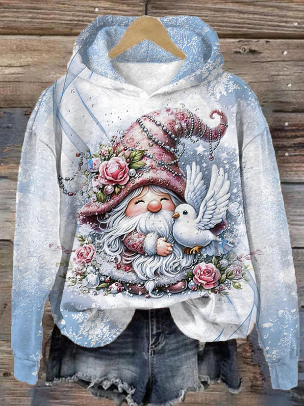 Women's Cute Gnome Long Sleeve Printed Hoodie