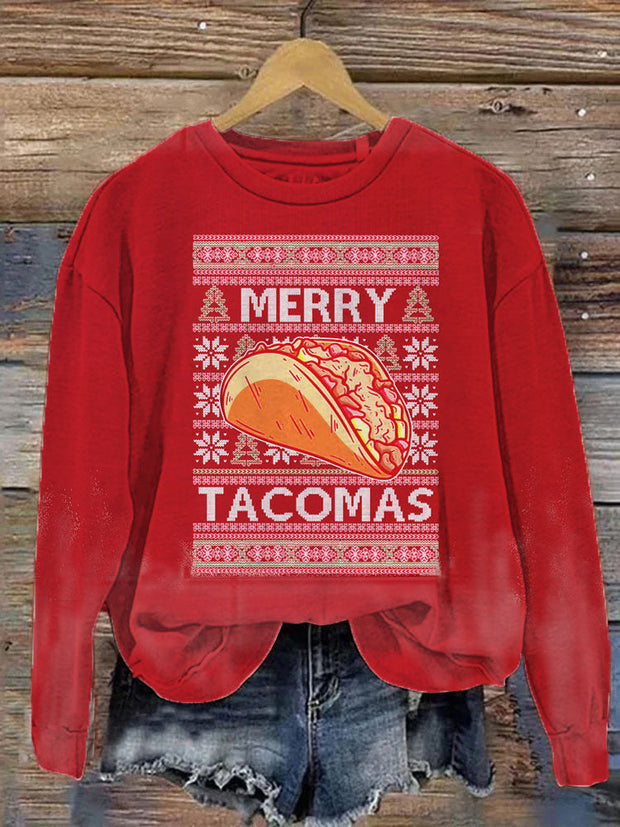 Merry Tacomas Printed Long Sleeve Casual Top