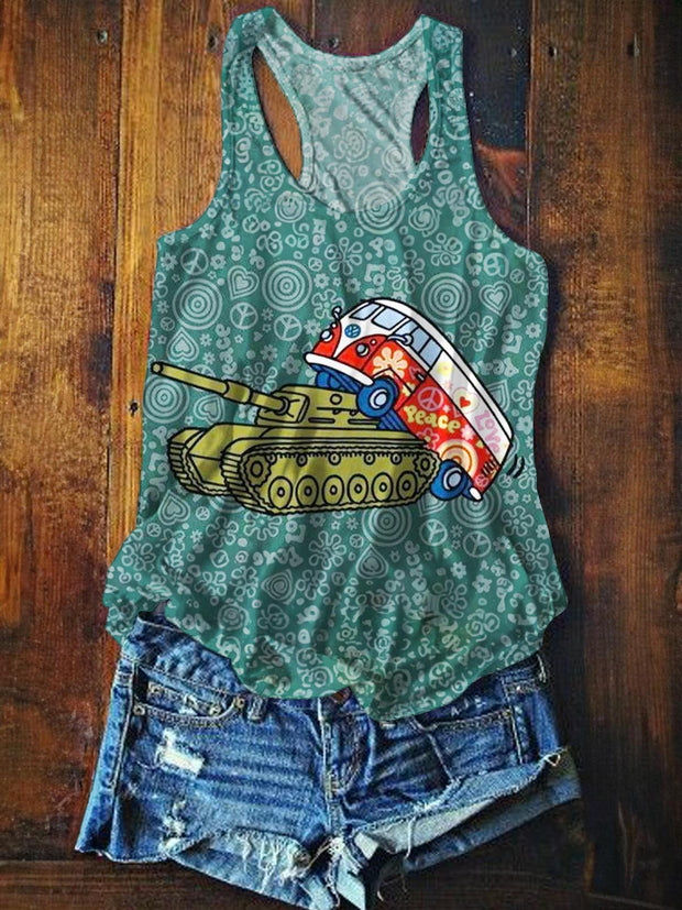 Funny Hippie Printed Casual Tank Top