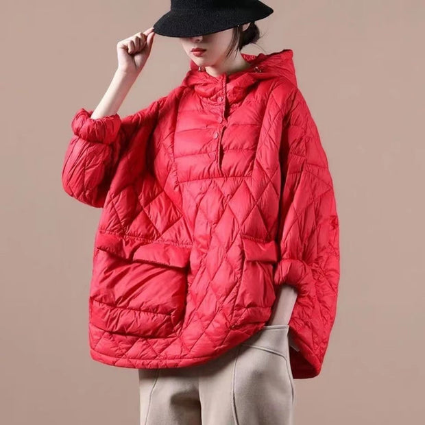 2024 Loose Fitting Winter Jacket Hooded Black Pockets Down Coat-(free Shipping+limited Stock)