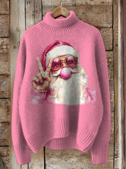 Women's Merry Christmas Santa Turtleneck Fleece Sweatshirt