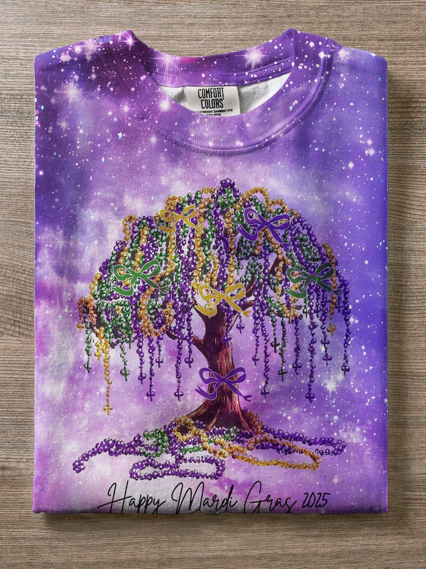 Coquette Mardi Gras Tree Crew Neck T-shirt