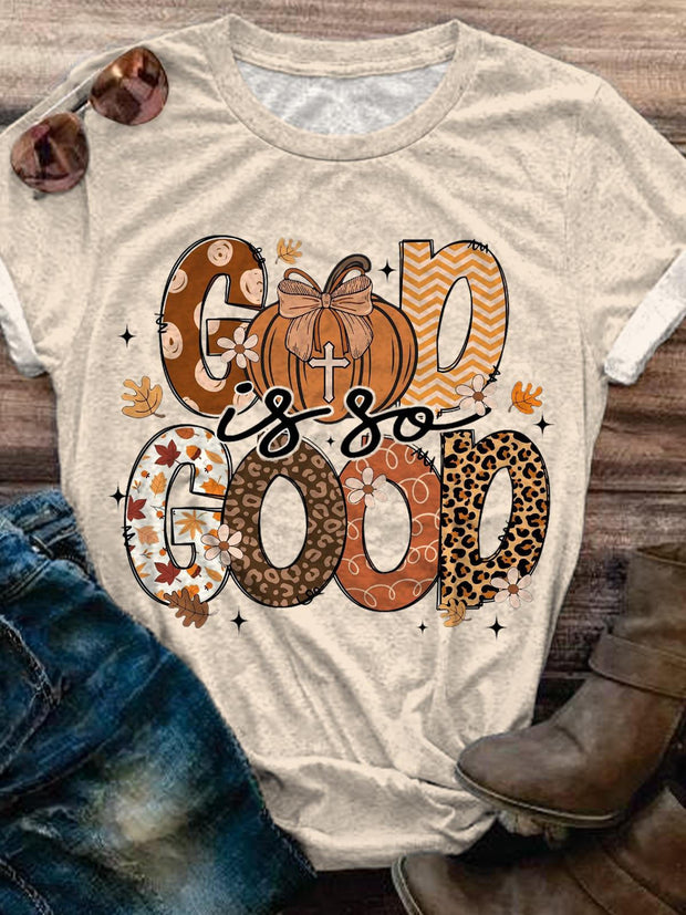 Fall God Is Good Crew Neck T-shirt