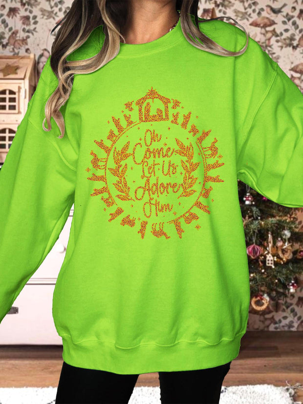 Womens Christian Jesus Christmas Printed Long Sleeve Casual Top