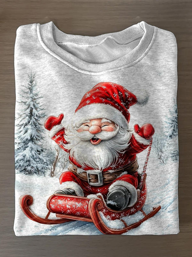 Women's Santa Claus Gnome Printed Long Sleeve Casual Top