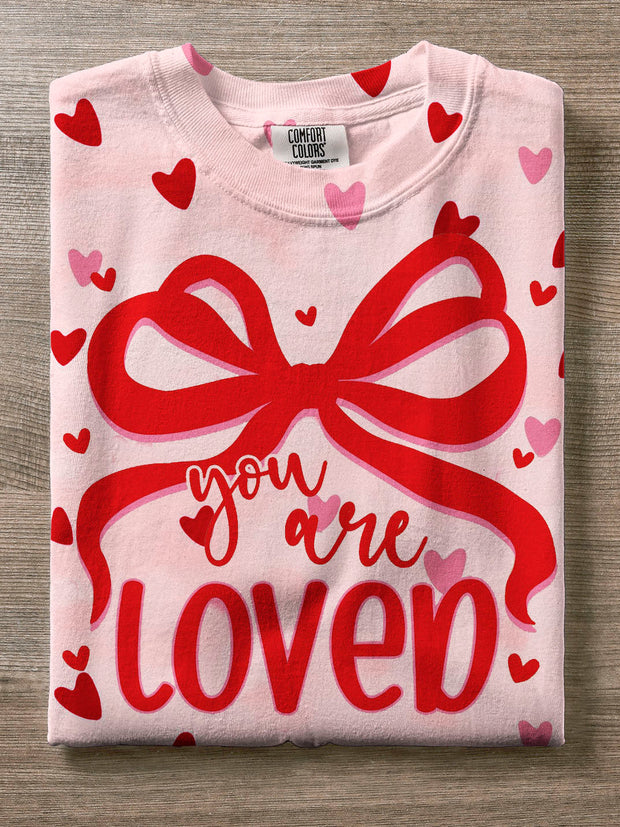 You are Loved Christian Coquette Valentines Crew Neck T-shirt