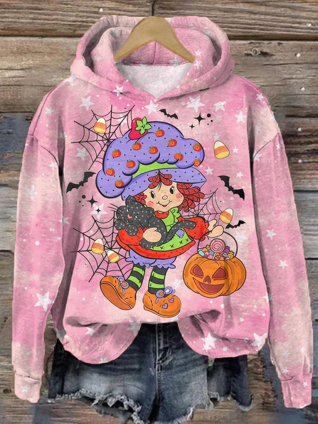 Women's Halloween Pumpkin Girls Vintage Print Casual Long Sleeve Top