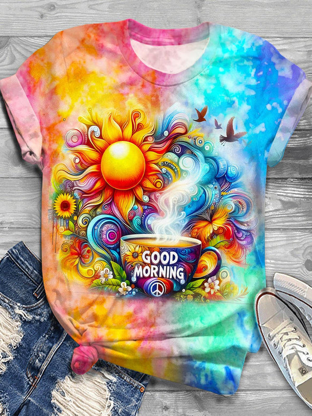 Retro Colorful Hippie Crew Neck T-shirt